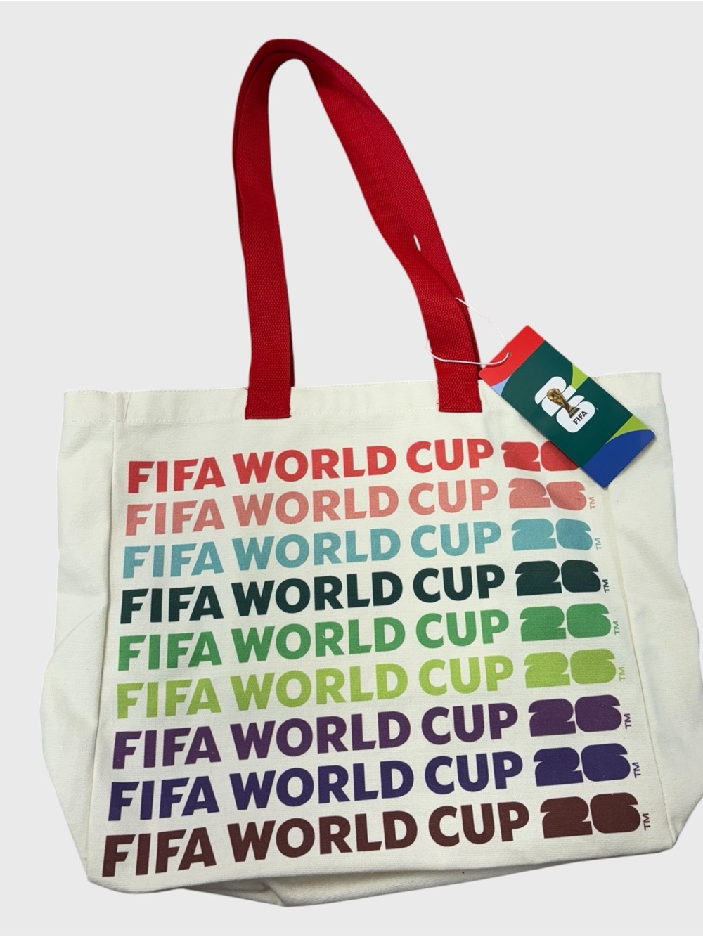FIFA World Cup 2026 NEW with Tags Multicolor Logo Canvas Tote Bag